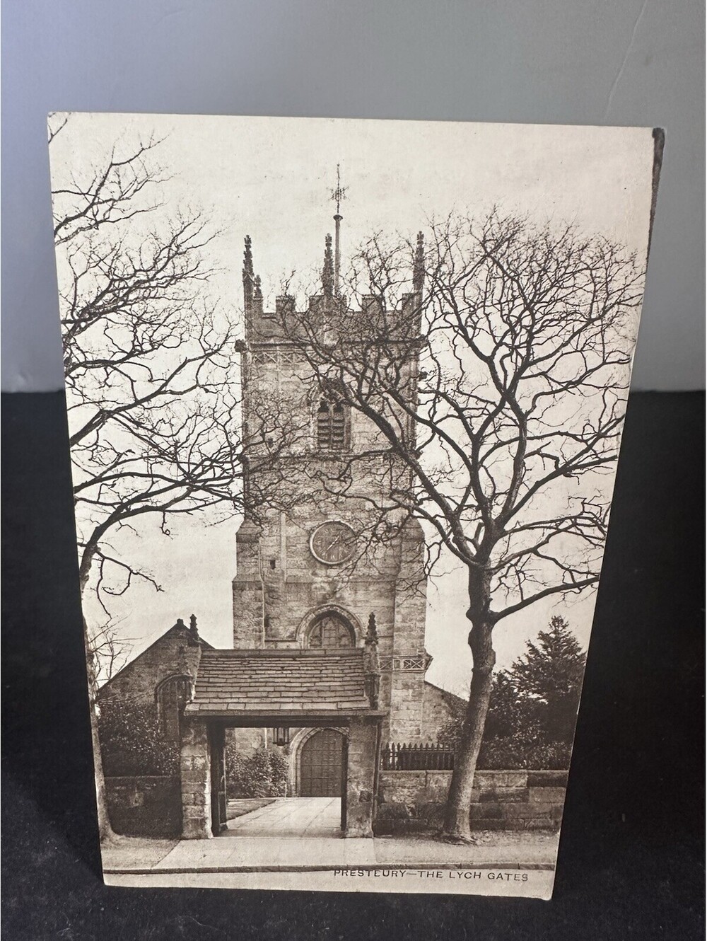 1939 Prestbury Lych Gates Cheshire England Postcard King George VI 1d Stamp